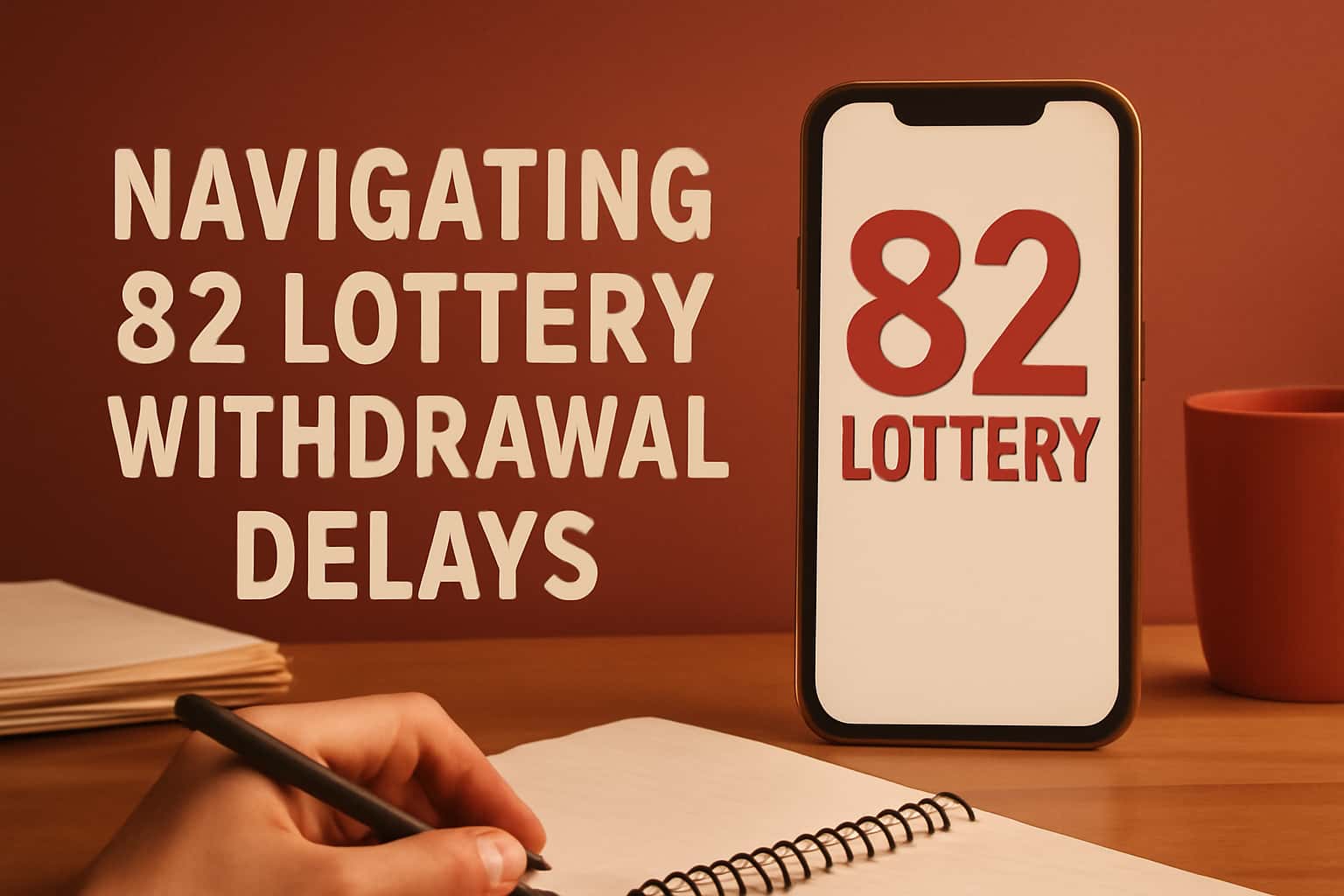 An informative scene depicting the concept of navigating withdrawal delays in the context of the 82 Lottery.