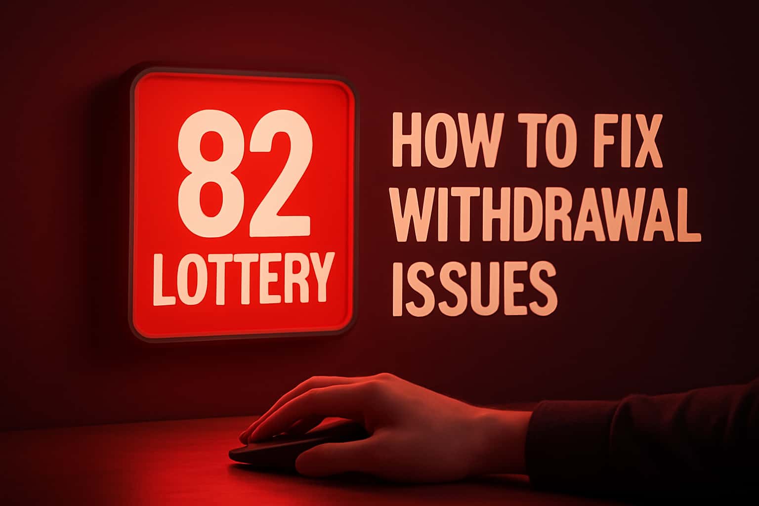 An informative scene illustrating the steps to fix withdrawal issues related to the 82 Lottery.