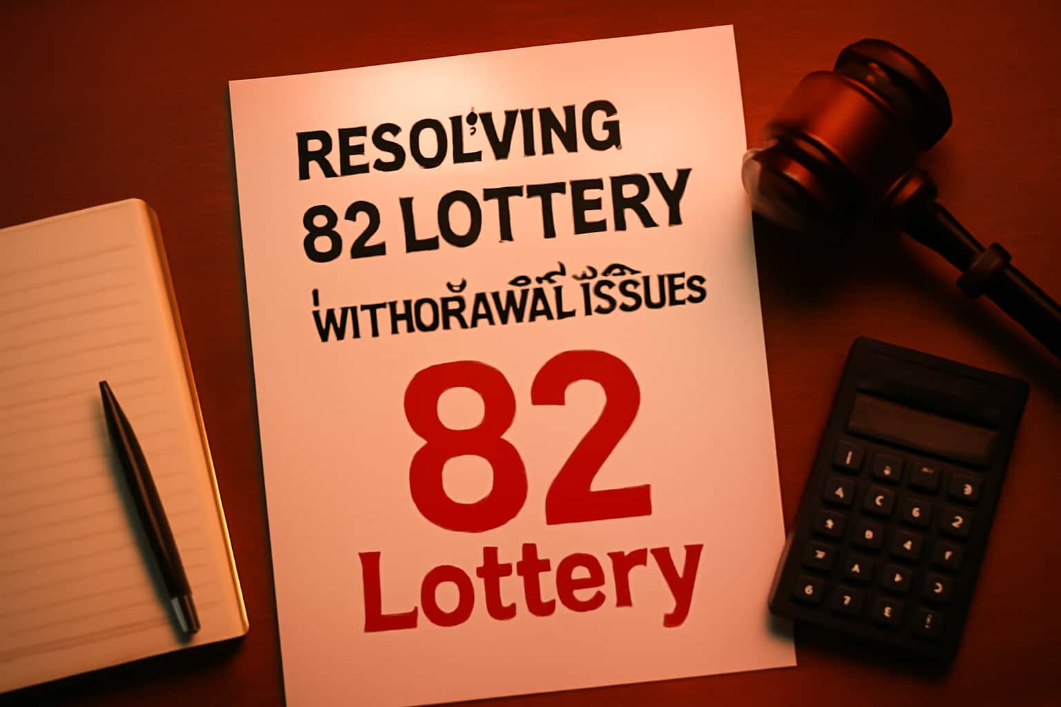 An illustrated scene depicting the theme of resolving withdrawal issues related to 82 Lottery.